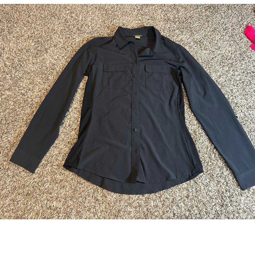 Eddie Bauer Women's Black Long Sleeve Button-Down Hiking Shirt (Size Small)